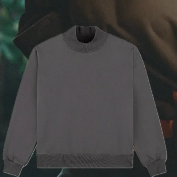 NWT Parke Fleece Turtleneck Sweatshirt in Midnight Charcoal dark gray - Picture 3 of 5